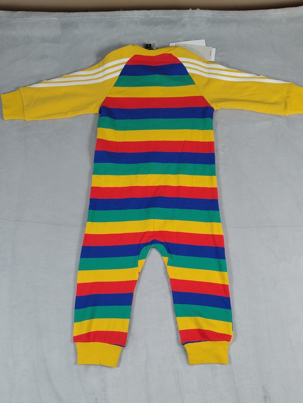 adidas x Disney Multicolor Striped Mickey Mouse Zip Up Jumpsuit Size 4T New - Picture 7 of 13